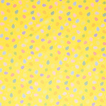 Bauwoll Druck Bunte Eier auf Gelb von Happy Easter by Swafing 